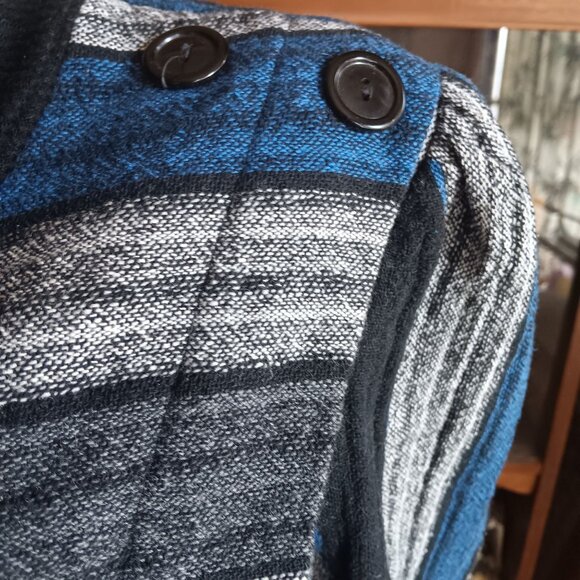 sz 13-14 Vintage New Wave Dress 1980's P.V. Rich Striped Knit Belted Made In USA - Picture 10 of 11